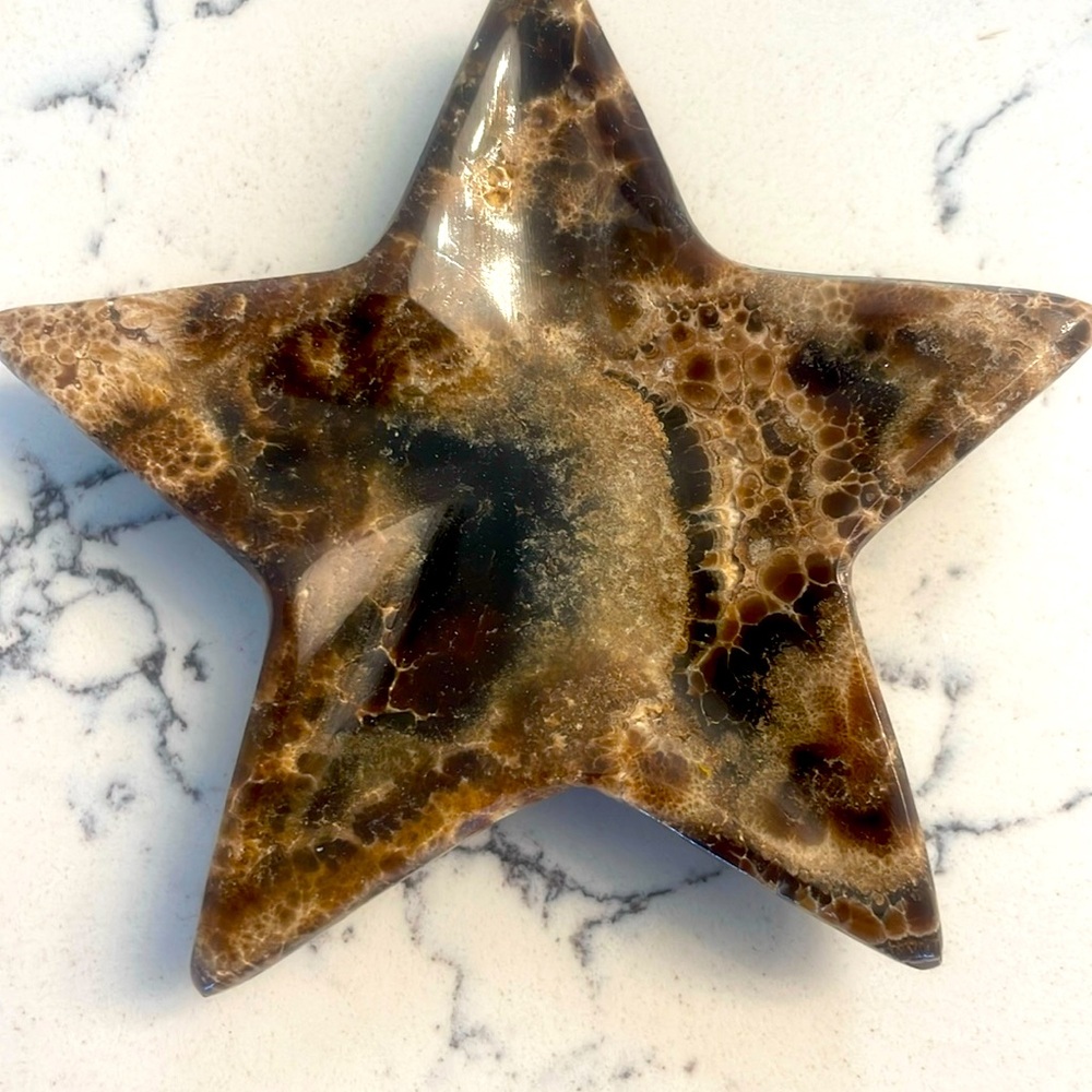 Striped Brown Agate Star Jewelry Plate